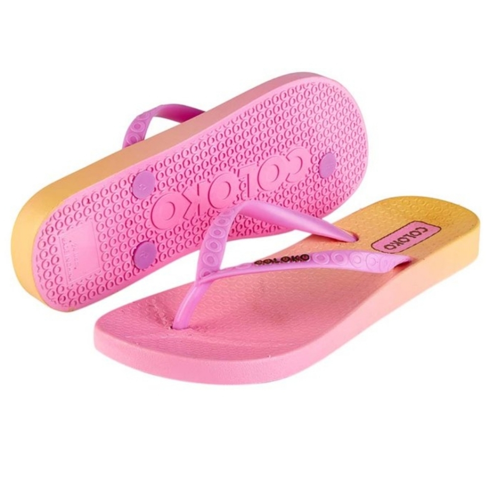 👣COLOKO Pink & Yellow Ombré TI Flip Flops